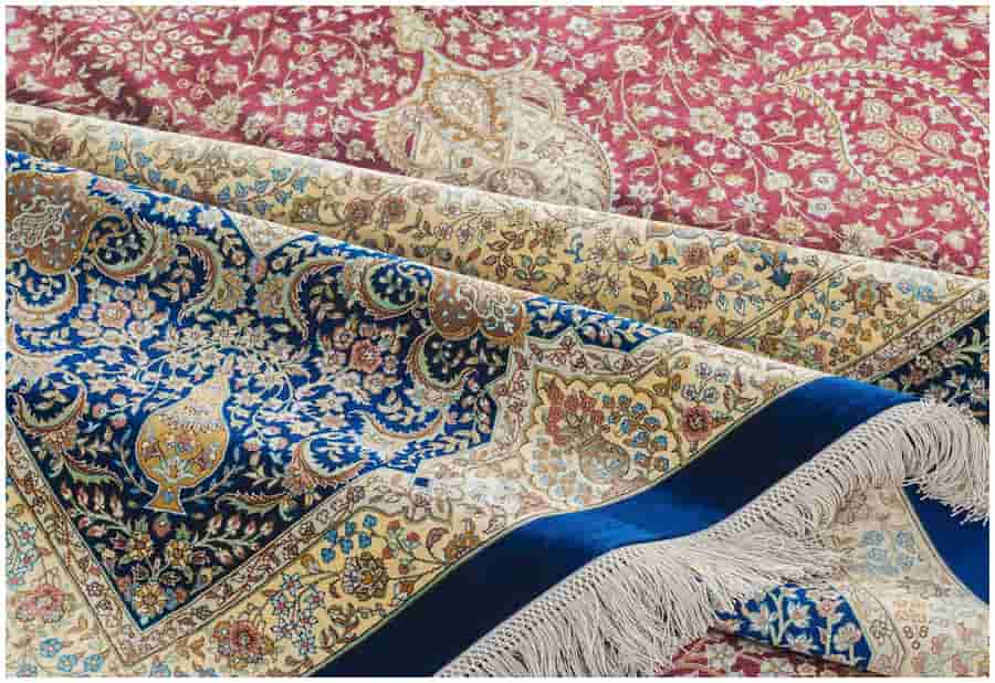 فرش ابریشمی ماشینی کرم ویژه اتاق خواب آرام